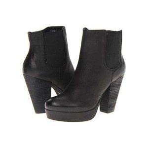 Steve Madden Ryddlle Chelsea Bootie Platform Black Leather Size 11